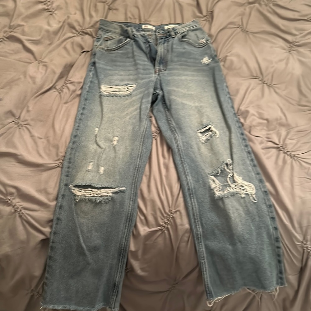 High Rise Ripped Mom Jeans
